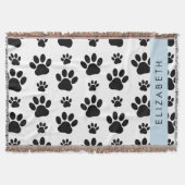 Paw Pattern, Dog Paws, Black and White, Jouw naam Deken (Voorkant)