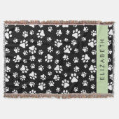 Paw Pattern, Dog Paws, Black and White, Jouw naam Deken (Voorkant)