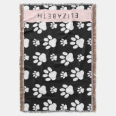 Paw Pattern, Dog Paws, Black and White, Jouw naam Deken (Voorkant Verticaal)