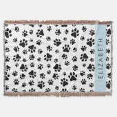 Paw Pattern, Dog Paws, Black and White, Jouw naam Deken (Voorkant)