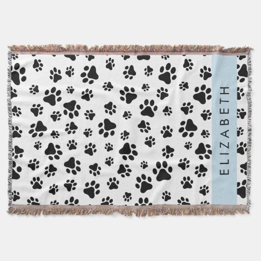 Paw Pattern, Dog Paws, Black and White, Jouw naam Deken (Voorkant)
