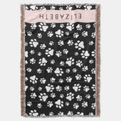 Paw Pattern, Dog Paws, Black and White, Jouw naam Deken (Voorkant Verticaal)