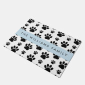 Paw Pattern, Dog Paws, Black and White, Jouw naam Deurmat (Schuin)