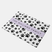 Paw Pattern, Dog Paws, Black and White, Jouw naam Deurmat (Schuin)