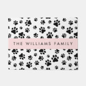 Paw Pattern, Dog Paws, Black and White, Jouw naam Deurmat (Voorkant)