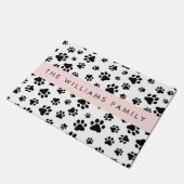 Paw Pattern, Dog Paws, Black and White, Jouw naam Deurmat (Schuin)