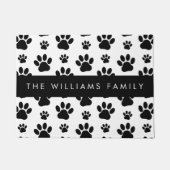 Paw Pattern, Dog Paws, Black and White, Jouw naam Deurmat (Voorkant)