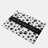 Paw Pattern, Dog Paws, Black and White, Jouw naam Deurmat (Schuin)