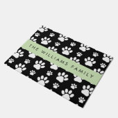 Paw Pattern, Dog Paws, Black and White, Jouw naam Deurmat (Schuin)