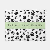 Paw Pattern, Dog Paws, Black and White, Jouw naam Deurmat (Voorkant)