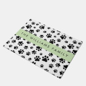 Paw Pattern, Dog Paws, Black and White, Jouw naam Deurmat (Schuin)