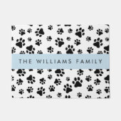Paw Pattern, Dog Paws, Black and White, Jouw naam Deurmat (Voorkant)