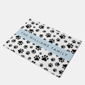 Paw Pattern, Dog Paws, Black and White, Jouw naam Deurmat (Schuin)
