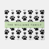 Paw Pattern, Dog Paws, Black and White, Jouw naam Deurmat (Voorkant)