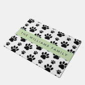 Paw Pattern, Dog Paws, Black and White, Jouw naam Deurmat (Schuin)