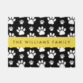 Paw Pattern, Dog Paws, Black and White, Jouw naam Deurmat (Voorkant)