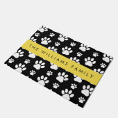 Paw Pattern, Dog Paws, Black and White, Jouw naam Deurmat (Schuin)
