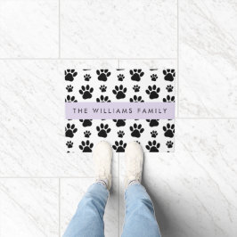 Paw Pattern, Dog Paws, Black and White, Jouw naam Deurmat