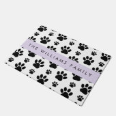 Paw Pattern, Dog Paws, Black and White, Jouw naam Deurmat (Schuin)