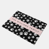 Paw Pattern, Dog Paws, Black and White, Jouw naam Deurmat (Schuin)