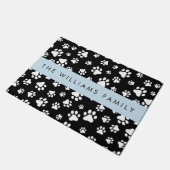 Paw Pattern, Dog Paws, Black and White, Jouw naam Deurmat (Schuin)