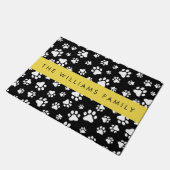 Paw Pattern, Dog Paws, Black and White, Jouw naam Deurmat (Schuin)