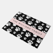 Paw Pattern, Dog Paws, Black and White, Jouw naam Deurmat (Schuin)
