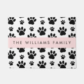 Paw Pattern, Dog Paws, Black and White, Jouw naam Deurmat (Voorkant)