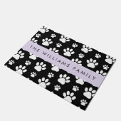 Paw Pattern, Dog Paws, Black and White, Jouw naam Deurmat (Schuin)