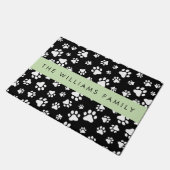 Paw Pattern, Dog Paws, Black and White, Jouw naam Deurmat (Schuin)