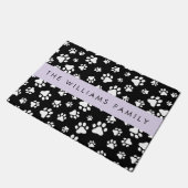 Paw Pattern, Dog Paws, Black and White, Jouw naam Deurmat (Schuin)