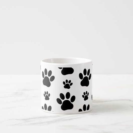 Paw Pattern, Dog Paws, Black and White, Jouw naam Espresso Kop (Voorkant)
