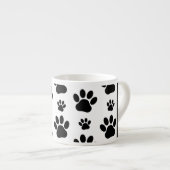 Paw Pattern, Dog Paws, Black and White, Jouw naam Espresso Kop (Voorkant rechts)