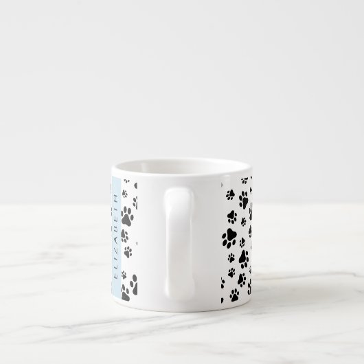 Paw Pattern, Dog Paws, Black and White, Jouw naam Espresso Kop (Achterkant)