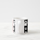 Paw Pattern, Dog Paws, Black and White, Jouw naam Espresso Kop (Achterkant)