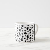 Paw Pattern, Dog Paws, Black and White, Jouw naam Espresso Kop (Voorkant rechts)