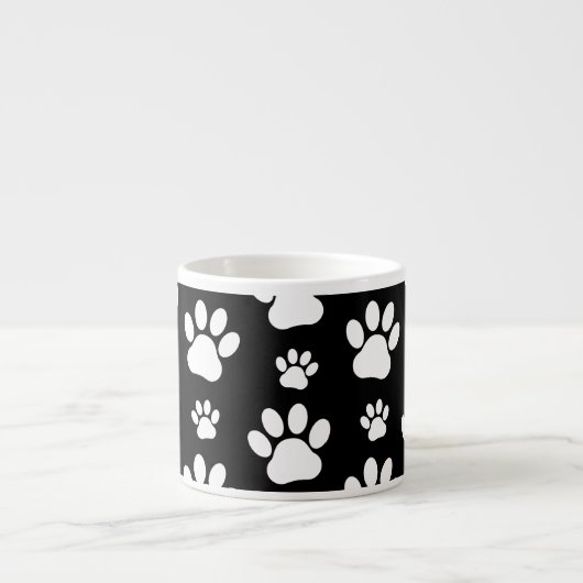 Paw Pattern, Dog Paws, Black and White, Jouw naam Espresso Kop (Voorkant)