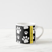 Paw Pattern, Dog Paws, Black and White, Jouw naam Espresso Kop (Rechts)