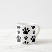 Paw Pattern, Dog Paws, Black and White, Jouw naam Espresso Kop (Voorkant rechts)