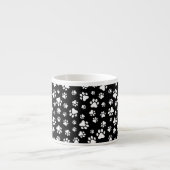 Paw Pattern, Dog Paws, Black and White, Jouw naam Espresso Kop (Voorkant)