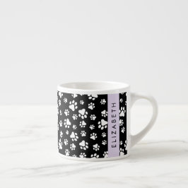 Paw Pattern, Dog Paws, Black and White, Jouw naam Espresso Kop