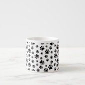 Paw Pattern, Dog Paws, Black and White, Jouw naam Espresso Kop (Voorkant)