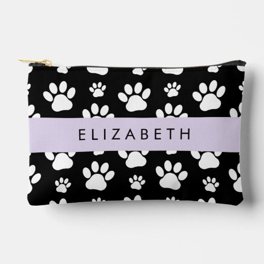 Paw Pattern, Dog Paws, Black and White, Jouw naam Etui (Voorkant)