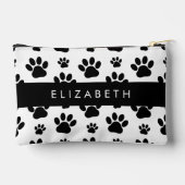 Paw Pattern, Dog Paws, Black and White, Jouw naam Etui (Achterkant)