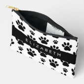 Paw Pattern, Dog Paws, Black and White, Jouw naam Etui (Open)