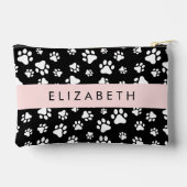 Paw Pattern, Dog Paws, Black and White, Jouw naam Etui (Achterkant)