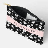 Paw Pattern, Dog Paws, Black and White, Jouw naam Etui (Open)