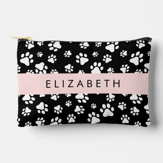 Paw Pattern, Dog Paws, Black and White, Jouw naam Etui (Voorkant)
