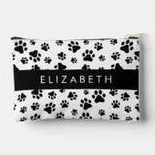 Paw Pattern, Dog Paws, Black and White, Jouw naam Etui (Achterkant)