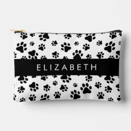 Paw Pattern, Dog Paws, Black and White, Jouw naam Etui